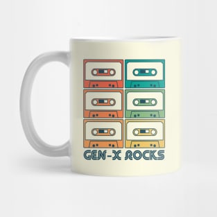 Gen X Rocks | Generation X Retro Rainbow Mix Tapes Mug